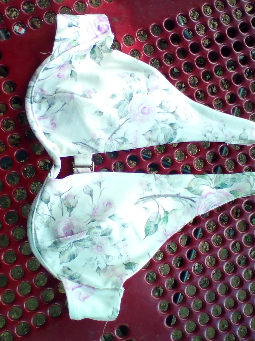 Chelsea & Violet White Floral Bikini Top with Pink and Green Accents
